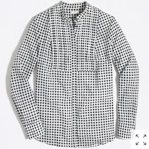 J.Crew Black & White Gingham Blouse